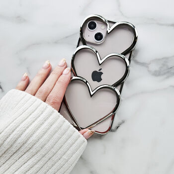 Three Hearts Textured 3D Phone Case, 4 of 5