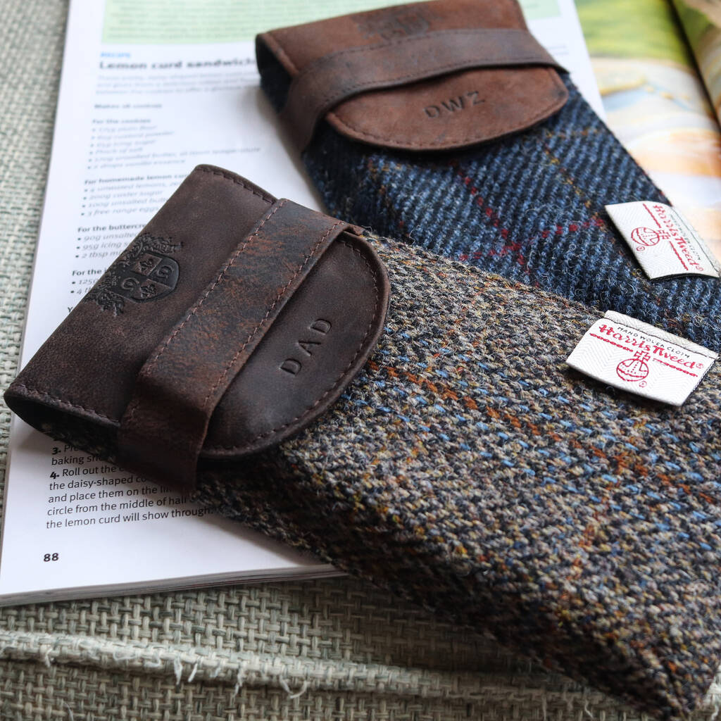 Personalised Harris Tweed And Leather Glasses Case, 1 of 10