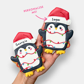 Personalised Christmas Penguin Letterbox Cookie, 2 of 10