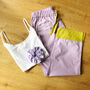 Lavender/Mustard Cotton Pyjama Set With Scrunchie, thumbnail 1 of 3