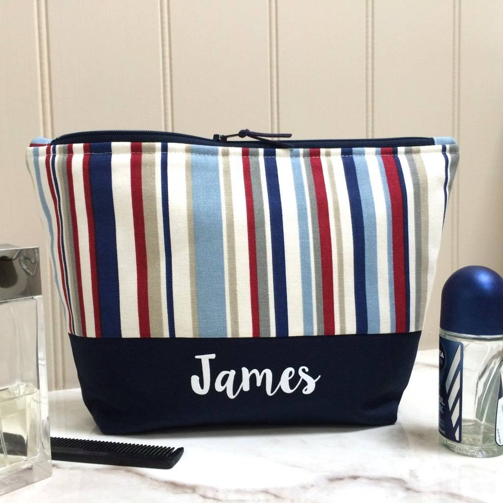 Personalised Multi Striped Wash Bag By Jackie Martin Designs