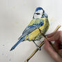 Inky Blue Tit Blank Greeting Card, thumbnail 3 of 4