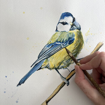 Inky Blue Tit Blank Greeting Card, 3 of 4