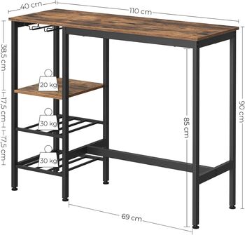 Bar Table Dining Table With Bottle Rack, 2 of 5