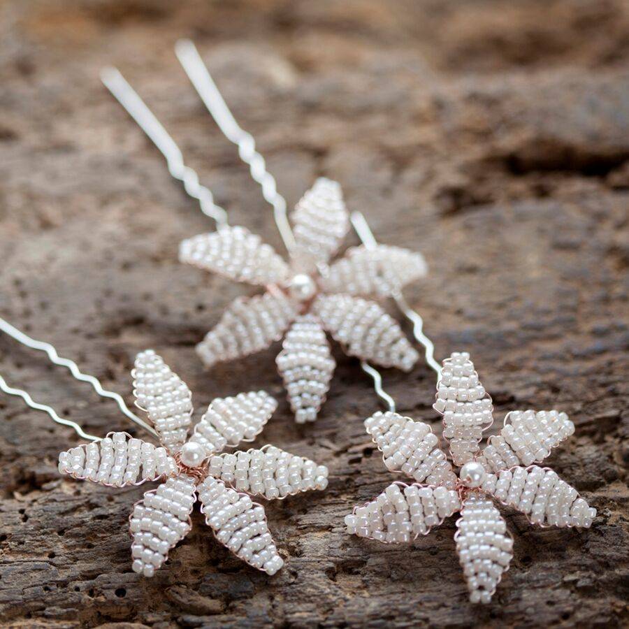 'jasmine' Pearl Flower Wedding Hair Pins By Vivien J