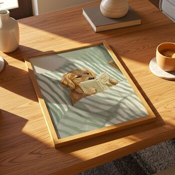 Dog Reading Book Wall Art Print, Dog Gift, 5 of 7