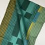 Combed Stripe Tea Towel Turquoise, thumbnail 2 of 4