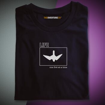 Guitar Shirt Gift For Guitarists. 'Life One Fret at a Time' Single Fret Statement Shirt, 5 of 10