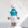 Hand Knitted Personalised Polar Bear Teddy, thumbnail 6 of 12