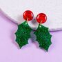 Festive Holly Earrings, Christmas Gift For Her, thumbnail 4 of 6