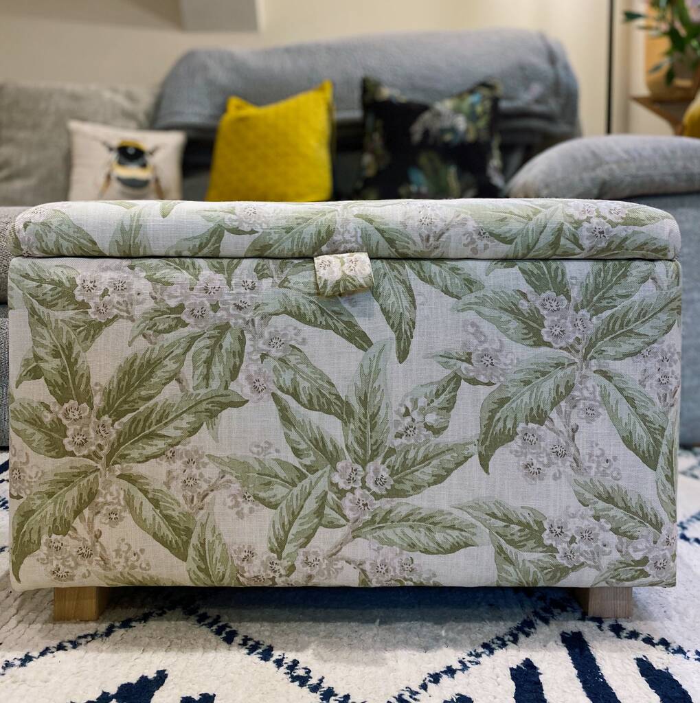 Footstool Ottoman In Luxury Leaf Print By Sparrow & Plumb
