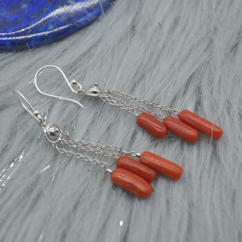 Red Coral Earrings: Red Gemstone Jewelry, 3 of 5