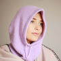 Rib Knit Fine Angora Wool Hooded Hat Snood With Pull Strings, thumbnail 6 of 8