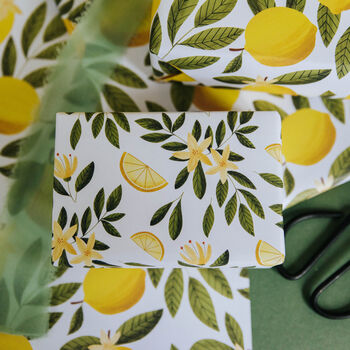 Lemon Blossom Gift Wrap – Elegant Citrus Wrapping Paper For Spring And Summer Gifting, 2 of 5