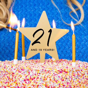'21 Again' Milestone Birthday Gold Star Cake Topper, 2 of 12