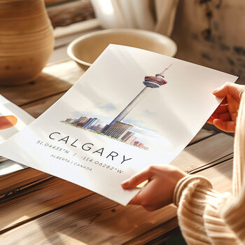 Canada Calgary Destination Travel Print With Map Coordinates, 3 of 7