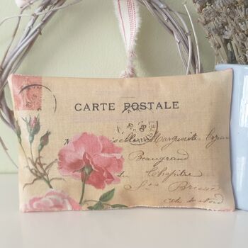 Handmade Lavender Sachet With French Postcard Rose Print Design, Thoughtful Birthday Gift For Friends, 2 of 9