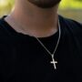 Mens Cross Steel Pendant Necklace, thumbnail 4 of 12