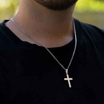 Mens Cross Steel Pendant Necklace, 4 of 12