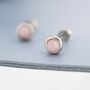 Tiny Pink Opal Dot Stud Earrings Sterling Silver, thumbnail 2 of 12