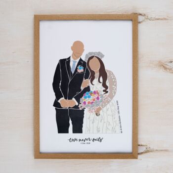 Christian Wedding Gift Couple Portrait With Bible Verse, 3 of 12
