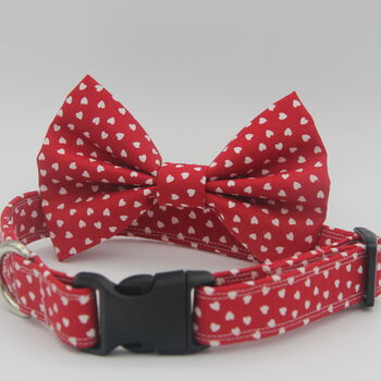 Red And White Hearts Dog Bow Tie, 6 of 7