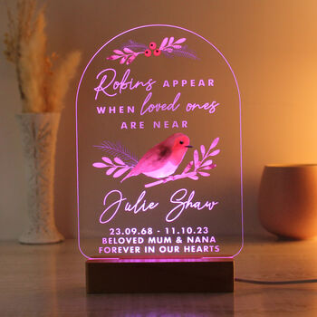 Personalised Robins Memorial LED Light, 8 of 12