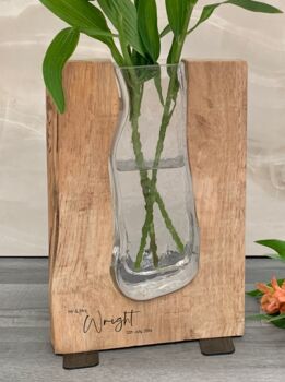 Personalised Tanoak 'Mr And Mrs' Wooden Vase, 2 of 8