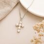 Personalised Freshwater Pearl Cross Necklace In Sterling Silver, thumbnail 2 of 8