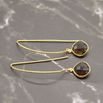 Smoky Quartz Gold Plated Sterling Silver Earrings, 5 of 8