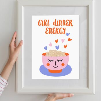 Girl Dinner Energy Illustrated Friendship Print, 6 of 8