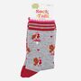 Christmas Party Robins Bamboo Socks Women's Grey Red, thumbnail 4 of 4