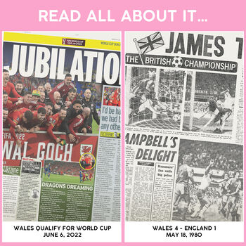 Wales International Football Personalised Gift Cymru Welsh Team Newspaper History Book, 11 of 12