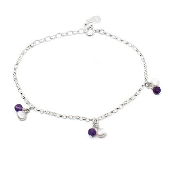 Amethyst Charm Bracelet Sterling Silver, 2 of 4