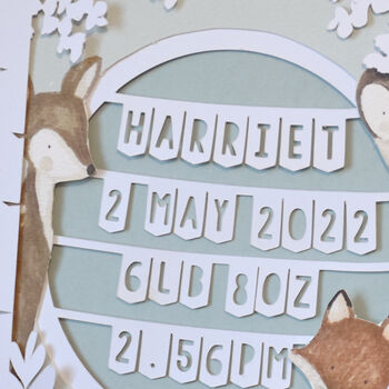 Personalised Woodland Birth Details Frame, 4 of 4
