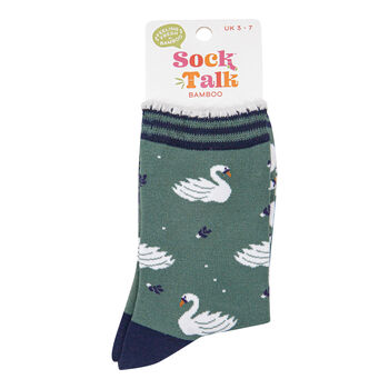 Swans Swimming Women's Bamboo Ankle Socks Sage Green, 4 of 4