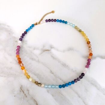 Good Vibes Rainbow Gemstone Beaded Necklace, 6mm, 5 of 7