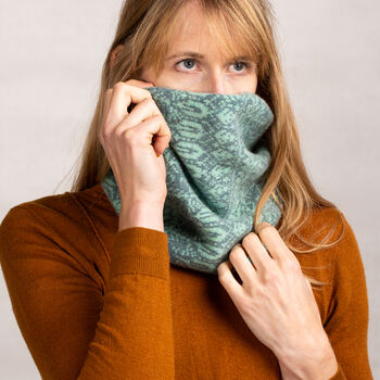 Cosy Knitted Wool Snood Tree Pattern, 3 of 12