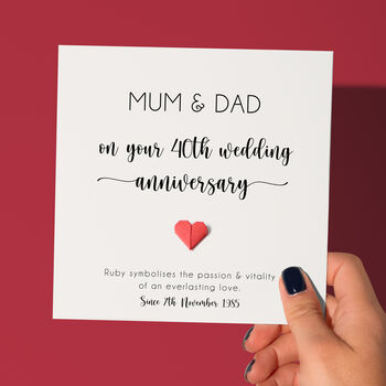 Personalised Ruby 40th Wedding Anniversary Card, 3 of 9