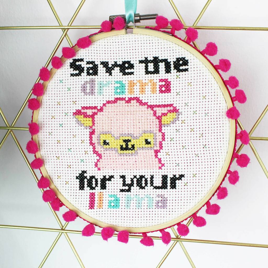 Llama Drama Cross Stitch Kit, 1 of 9