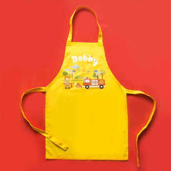 Children’s Personalised Fireman And Truck Crafts Apron, 3 of 5