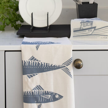 Organic Cotton Tea Towel | Mackerel, 3 of 3