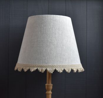 Natural French Drum Lampshade With A Blue Trim, 7 of 9