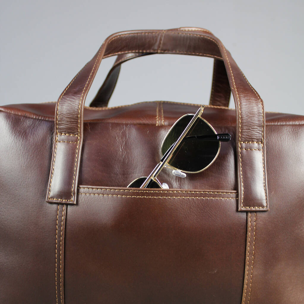 'Gilbert' Leather Trolley Sleeve Weekend Bag By Vintage Child