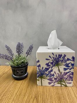 Wooden Agapanthus Tissue Box Cover, 2 of 5