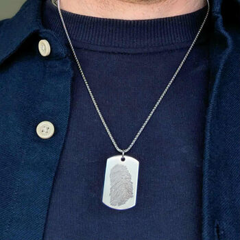 Fingerprint Dog Tag Stainless Steel Necklace, 2 of 7