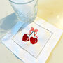 Embroidered Cherry Cocktail Napkin, thumbnail 2 of 4