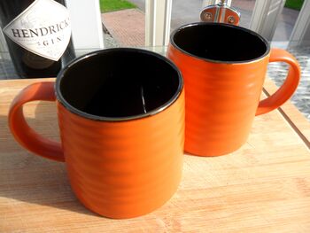 Set Of Two Reactive Glaze Brûlée In Pumpkin Orange And Chocolate Brown, 7 of 9