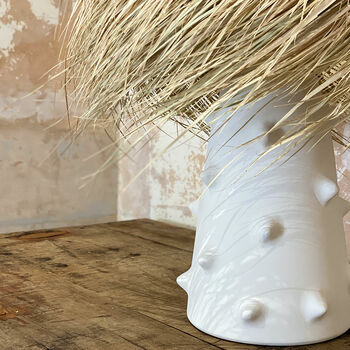 Rock The Kasbah White Clay Lamp With Palm Shade, 3 of 5