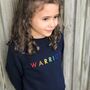 'Warrior' Embroidered Children's Organic Sweatshirt, thumbnail 1 of 8